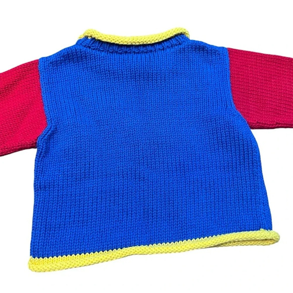 Vintage Handmade Firetruck Sweater | Toddler 12M–2T | Bright Primary Knit - Picture 5 of 5